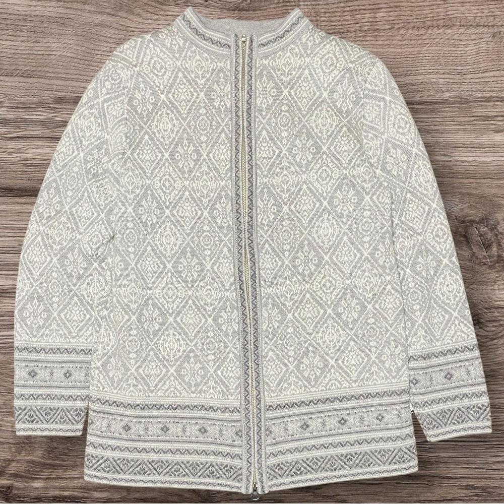 PENDLETON Sweater Jacket Womens Small 100% Merino Wool Zip Up Gray Slim Petite